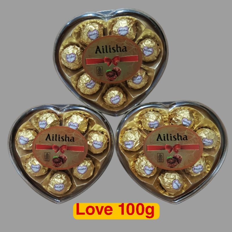 

Cokelat Ailisha Love 100g ( Coklat Compound susu, wafer dan kacang tanah) Cokelat Ailisha Mr.sif