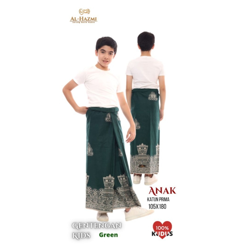 Sarung Batik Anak Al Hazmi Motif Gentengan Green