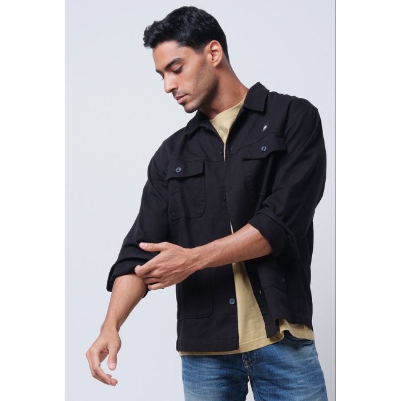 kemeja lengan panjang outer terbaru Bombboogie 100% original Hitam 34161B5BK