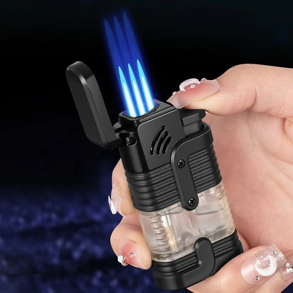 Korek Api Gas 3 Head Flame Jet Lighter with Clipper