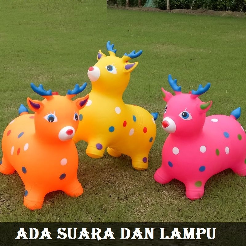 Mainan Karet Kuda-kudaan Rusa Melompat dengan Suara dan Lampu