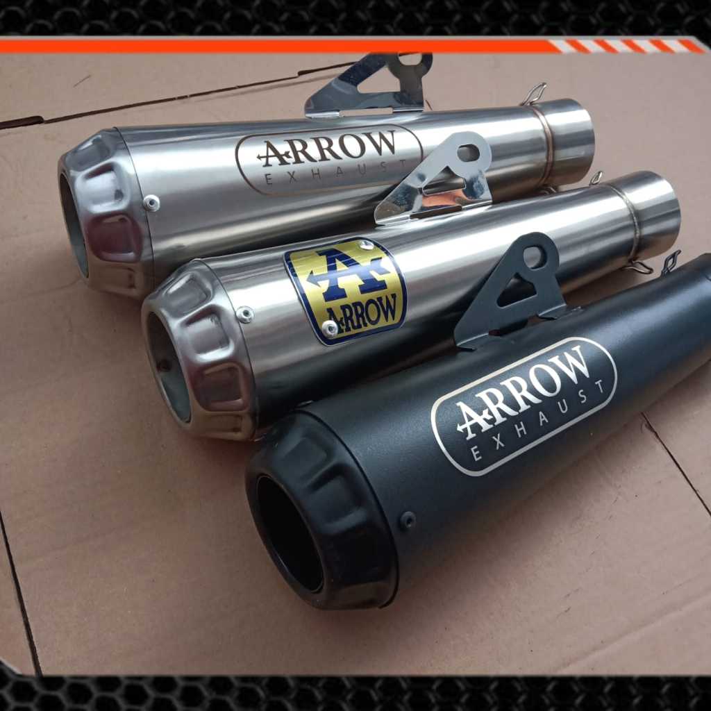 Slincer Knalpot ARROW Inlet 50mm Saringan Full Panjang 30cm / Knalpot Racing ARROW inlet 50mm Vixion