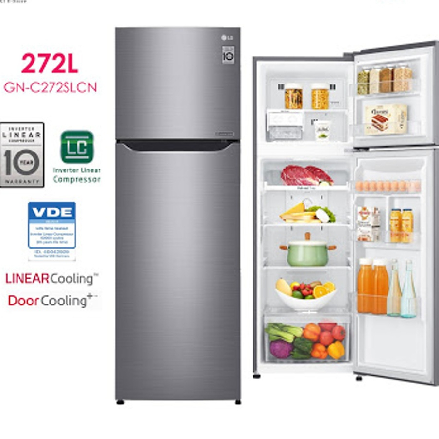 KULKAS LG GN-C272SLCN INVERTER DOOR COOLING  2 PINTU [ 272 LITER ]