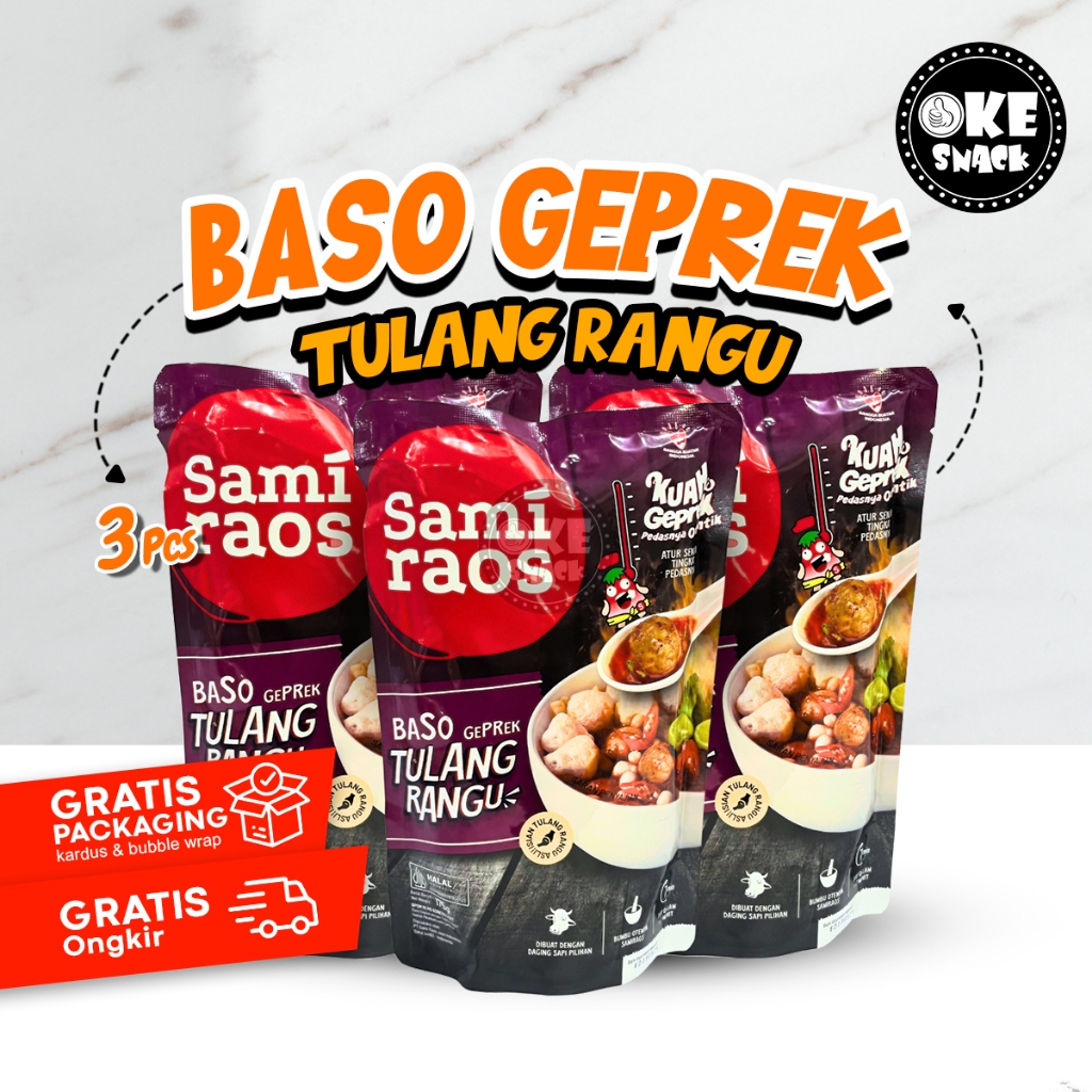 

Paket Hemat Sami Raos Bakso Geprek Tulang Rangu isi 3 pcs