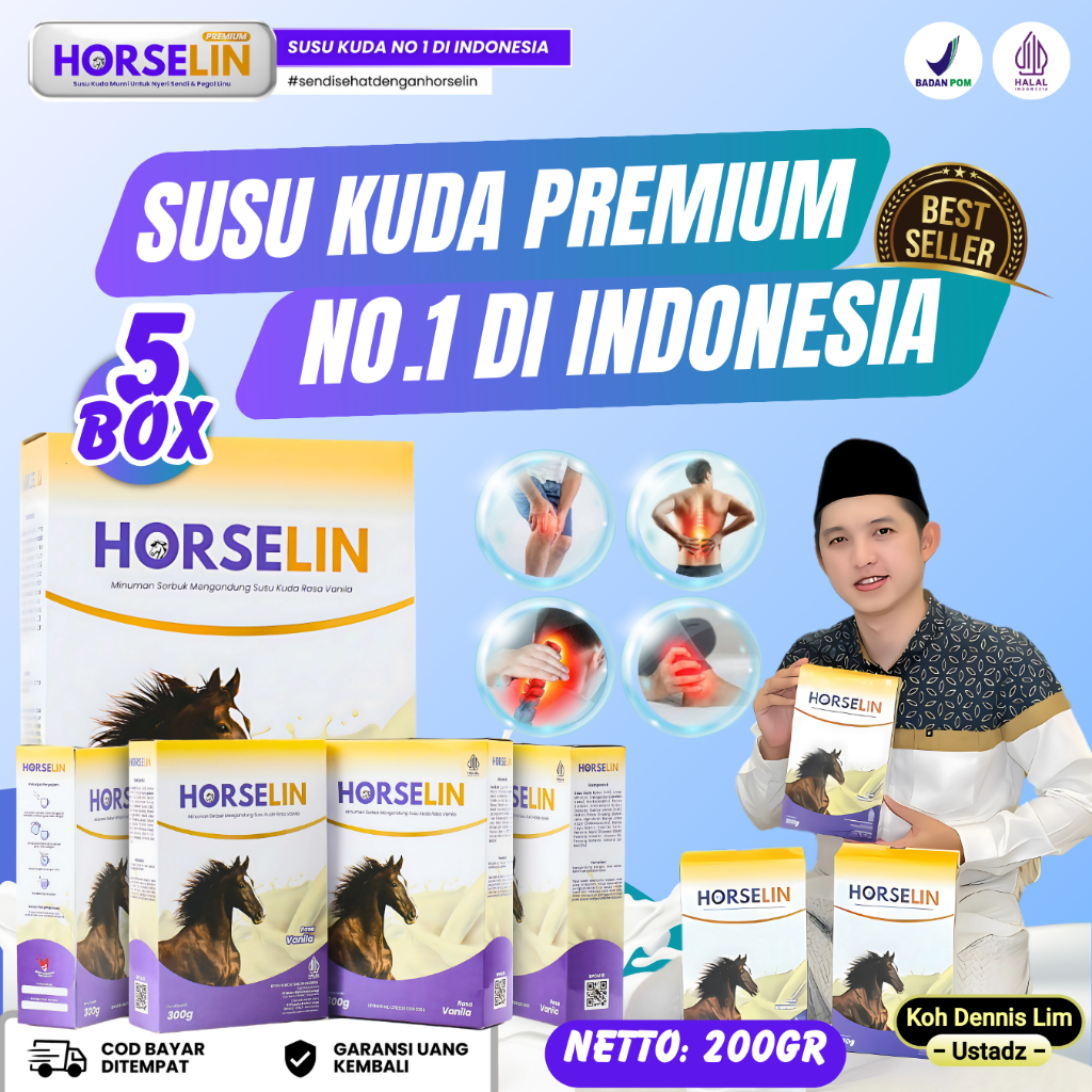 

HORSELIN Susu Kuda Premium Asli Original Atasi Nyeri Sendi dan Daya Tahan Tubuh Paket 5 Box