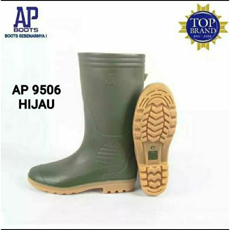sepatu boots ap 9506 hijau army terbaru anti slip anti air perkebunan pertanian
