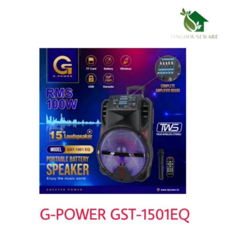 G-Power Speaker Portable 15" GST-1501 EQ Free Mic