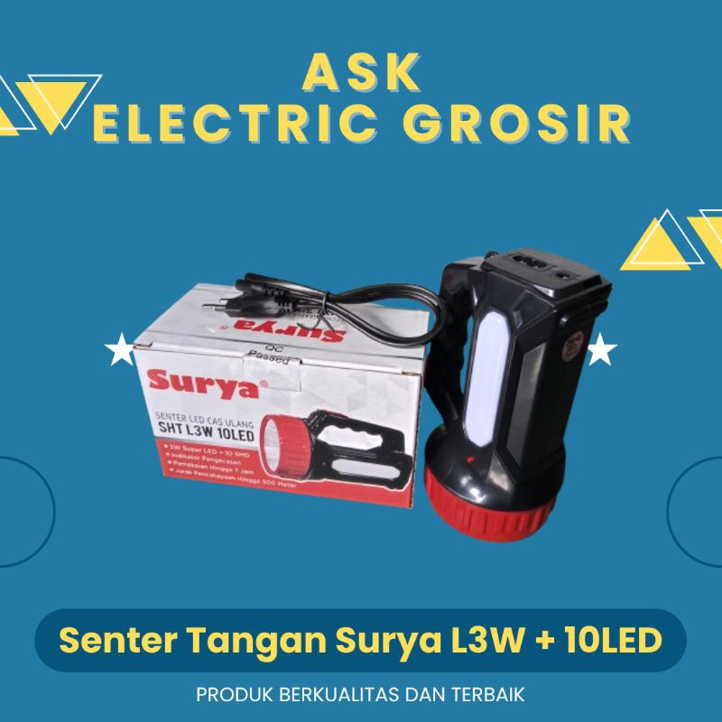 Surya Senter Tangan LED SHT L3W 10LED Senter Surya/Senter Outdoor/Senter Anti Air/Senter Terang