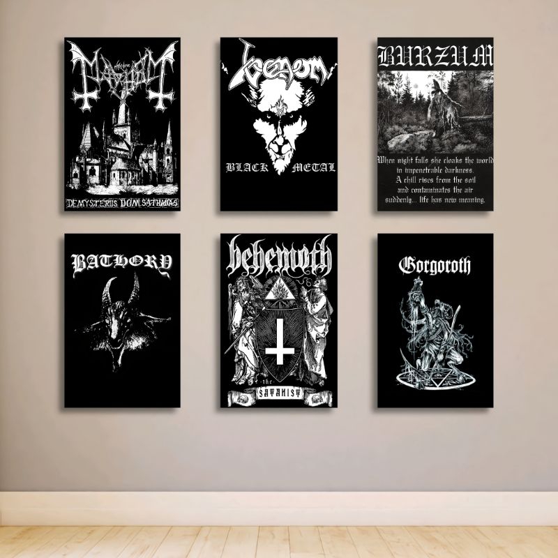 HIASAN DINDING POSTER BAND BLACK METAL DEKORASI RUANG KAMAR BAND BLACKMETAL HIASAN DINDING AESTHETIC