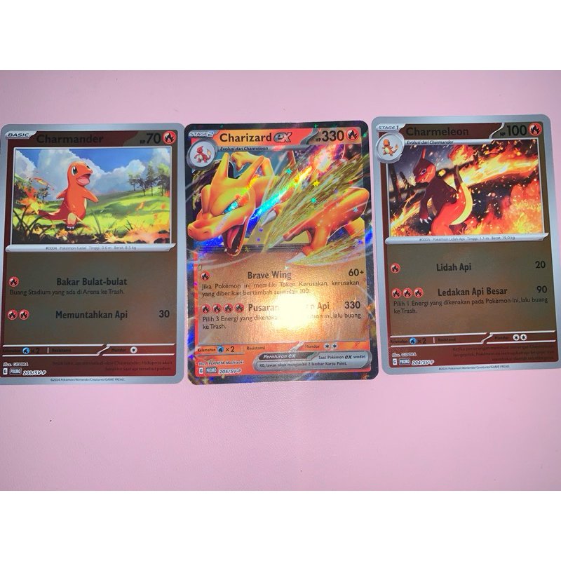 POKEMON CARD ORI OFFICIAL CHARIZARD EX CHARMANDER CHARMELEON SP V SPECIAL  KILAT GANTUNGAN KUNCI SET