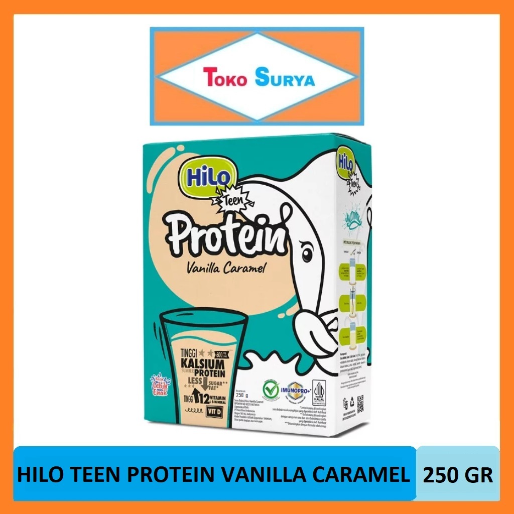 

Hilo Teen Protein Vanilla Caramel Susu Bubuk Kalsium & Protein Rasa Vanila Karamel 250 Gr