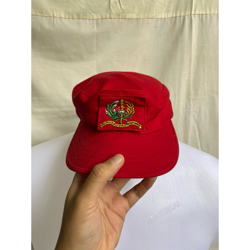 Patrol Cap Topi Lapangan Pendidikan Akademi Militer AKMIL Merah Full Patch (3)