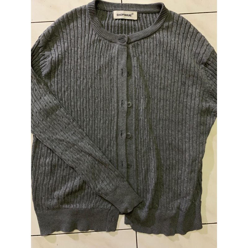 PRELOVED CARDIGAN MOON GREY SHOPINKAE