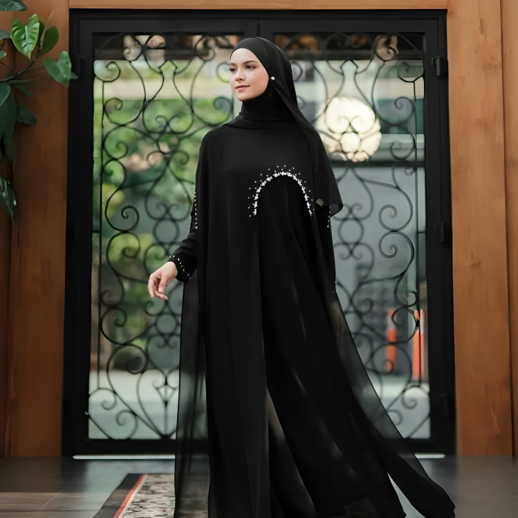 𝐅𝐚𝐡𝐞𝐞𝐦 New Gamis Abaya luna Ceruti Babydoll Ful Puring Payet Mutiara Gamis Lebaran M L XL Sage Hitam