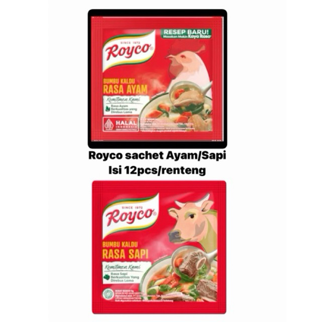 

ROYCO sachet kaldu AYAM/SAPI 9gr isi 12pcs/renteng