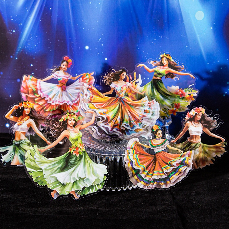 

(1CE) sticker transparan wanita cantik menari tari eropa hawaii pretty girl dancing dancer
