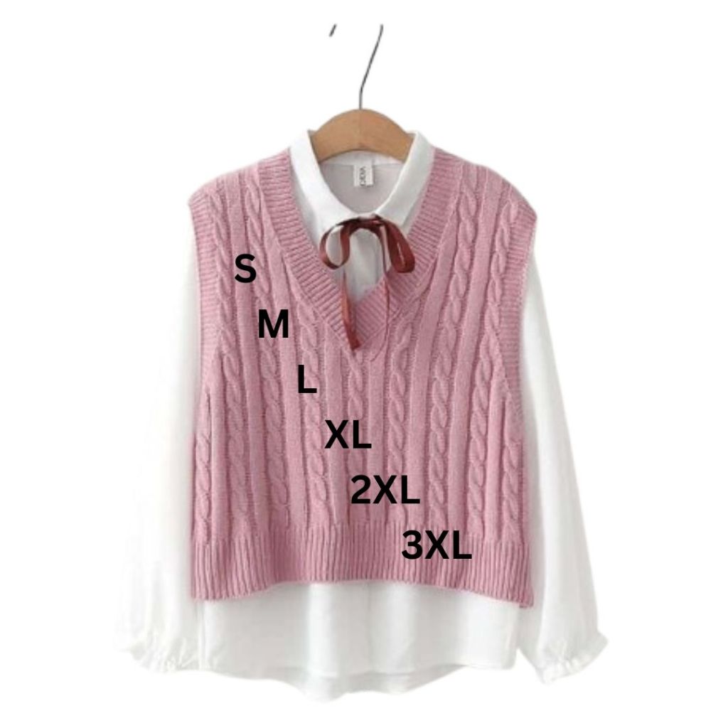 Rompi Rajut Wanita Remaja Vest Ling Cable Dewasa Jumbo Knit Premium
