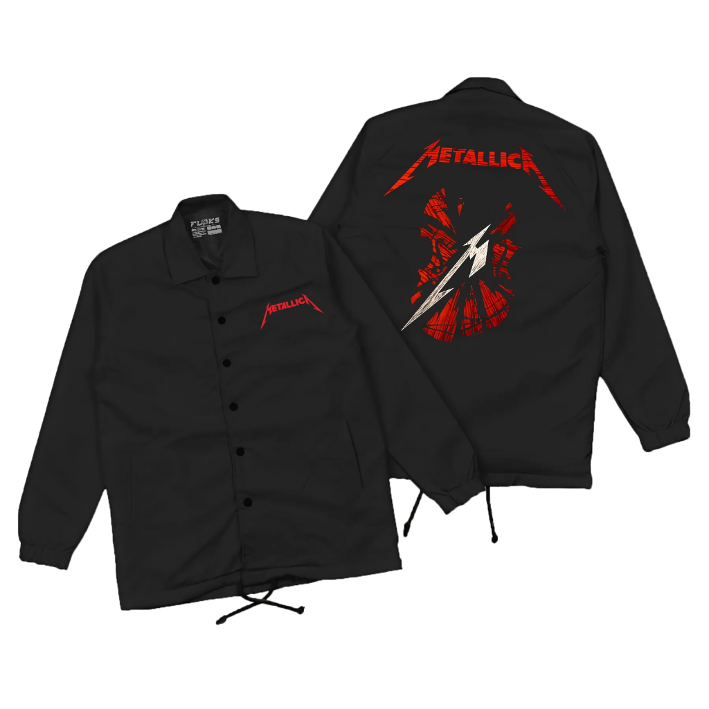 Flooks Coach Jacket Metalica Guitars Red warna Hitam Keren