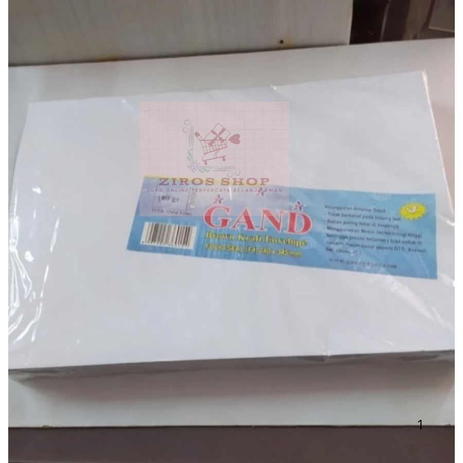 

Amplop gand folio / F4 putih (24 x 35) 100 gr dengan seal