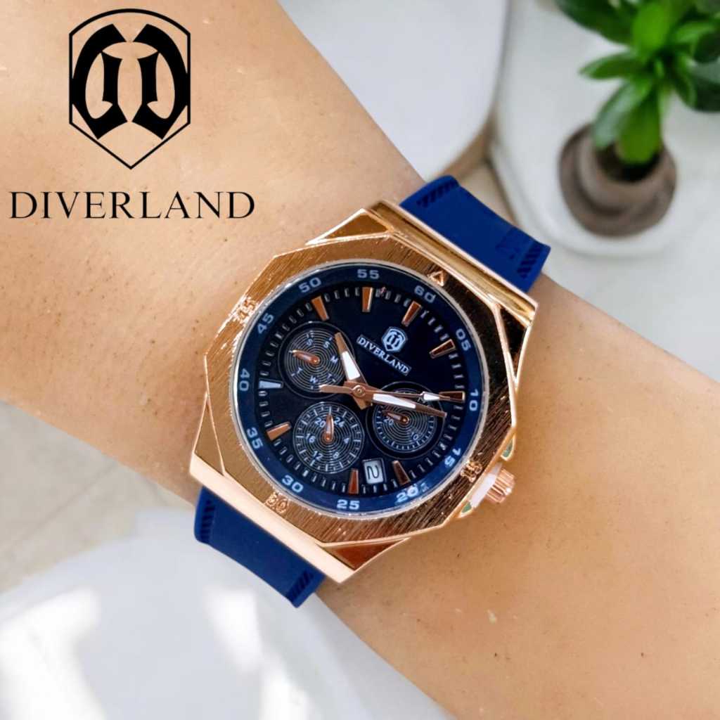 TERLARIS Jam Tangan Fashion Diverland Original Rubber Jam Tangan Wanita Diverland Free Box & Batrei 