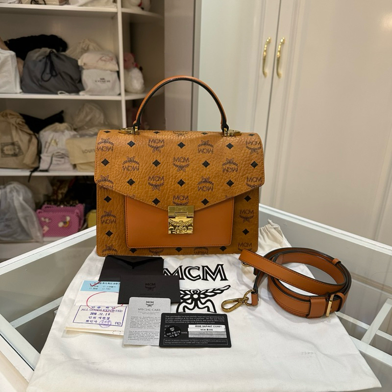 𝙋𝙍𝙀𝙇𝙊𝙑𝙀𝘿 MCM Authentic Patricia Satchel Medium Sling Bag Top Handle Branded Tas Wanita