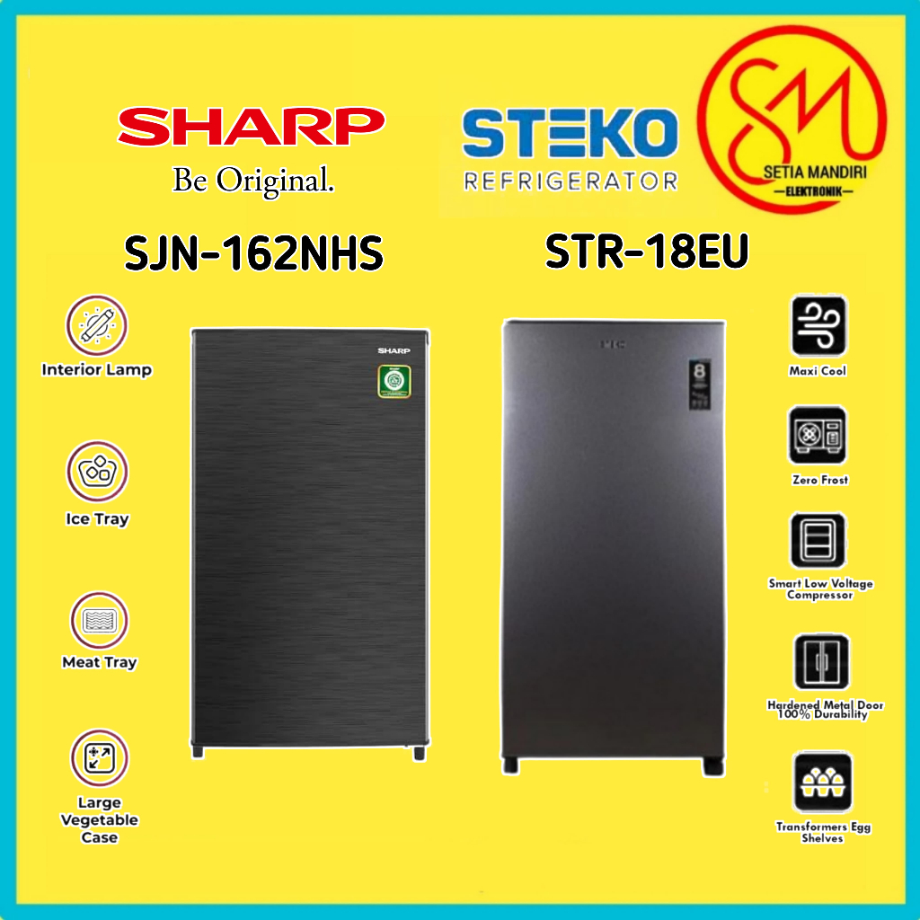 SHARP SJ-N162N-HS Kulkas 1 Pintu Low Watt SJN162NHS