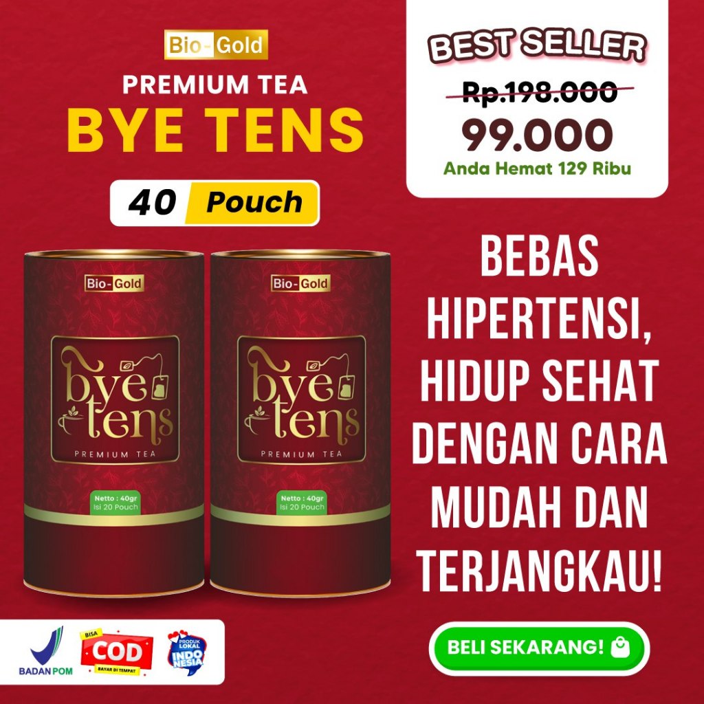 

Teh ByeTens Bio Gold Solusi Teh Herbal Praktis untuk Kesehatan Jantung Kolesterol Terkontrol BPOM