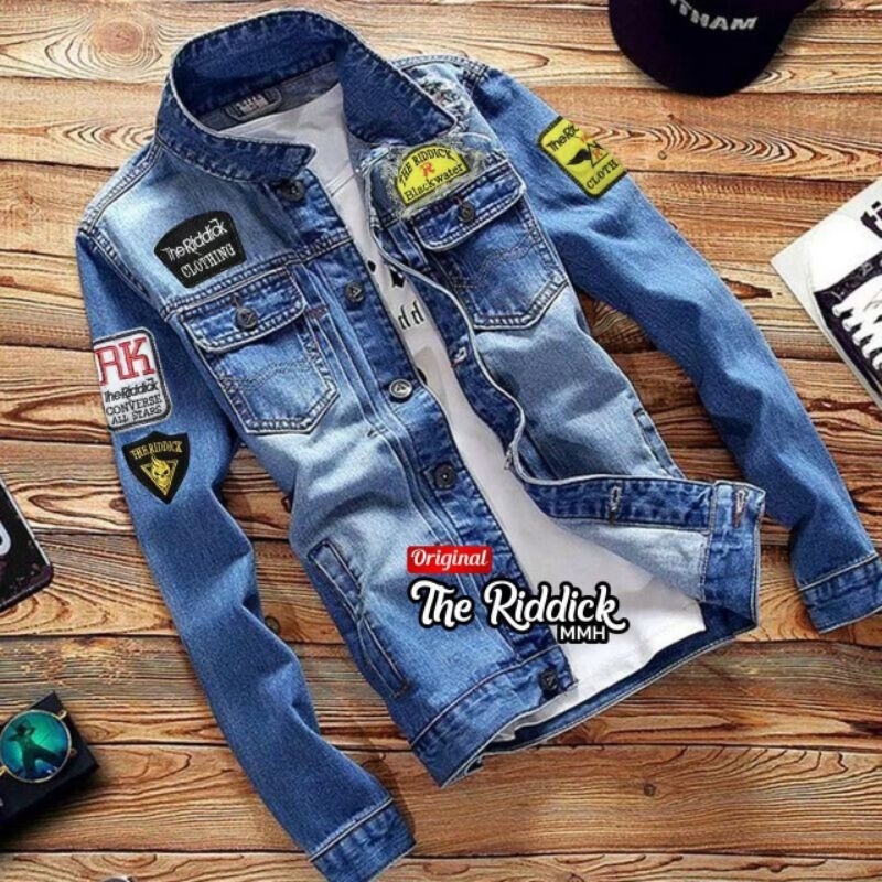 JEANS DENIM EMBLEM -JAKET JEANS SANDWASH-JEANS HITAM-JEANS DENIM-JAKET JEANS COWO-JAKET JEANS PRIA-J