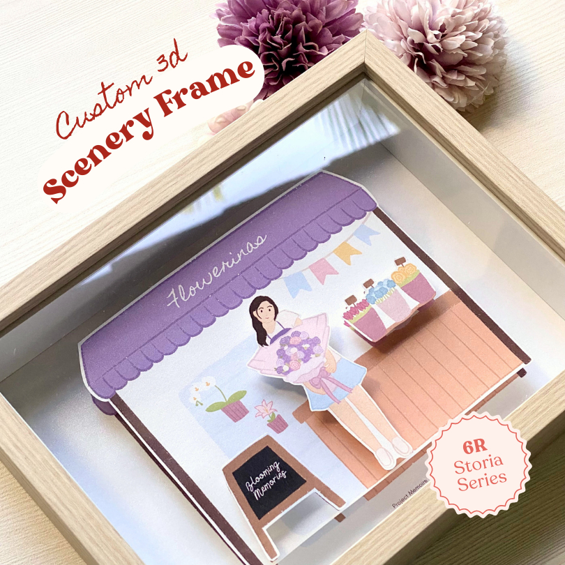 [Scenery Frame] Custom Illustration with Scenery Frame (6R) - Storia Series | Bingkai Foto Hadiah Cu
