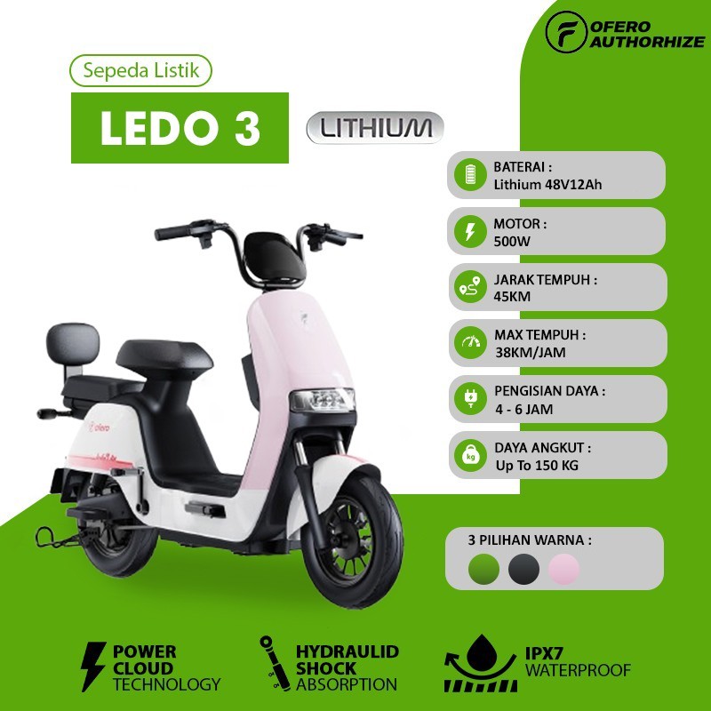 SEPEDA LISTRIK OFERO LEDO 3 LITHIUM