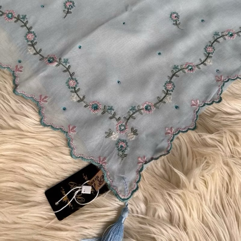 RRRAFKAAA - HIJAB MEWAH BORDIR PAYET LOTUS PARIS ORIGINAL R 139 HIJAB / KERUDUNG BORDIR PAYET LOTUS 