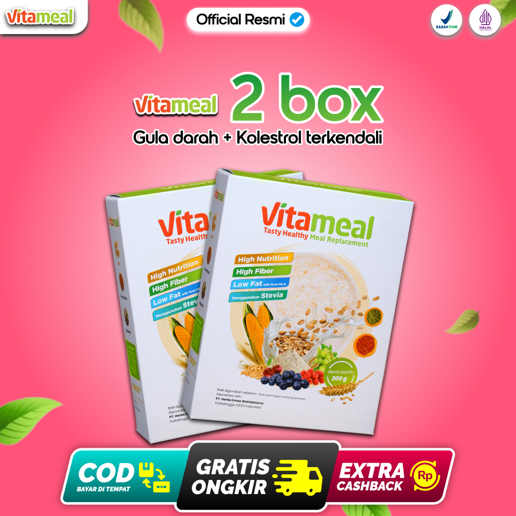 

Paket 2 Box Vitameal Sereal Oat Atasi Gula Darah Kolestrol Diabetes dan Diet Secara Alami