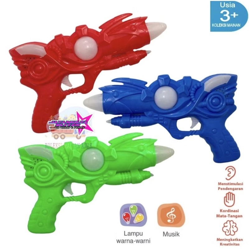 [Ready] Mainan Pistol Bunyi ST2431 Pistol Music Mainan Anak Laki-Laki