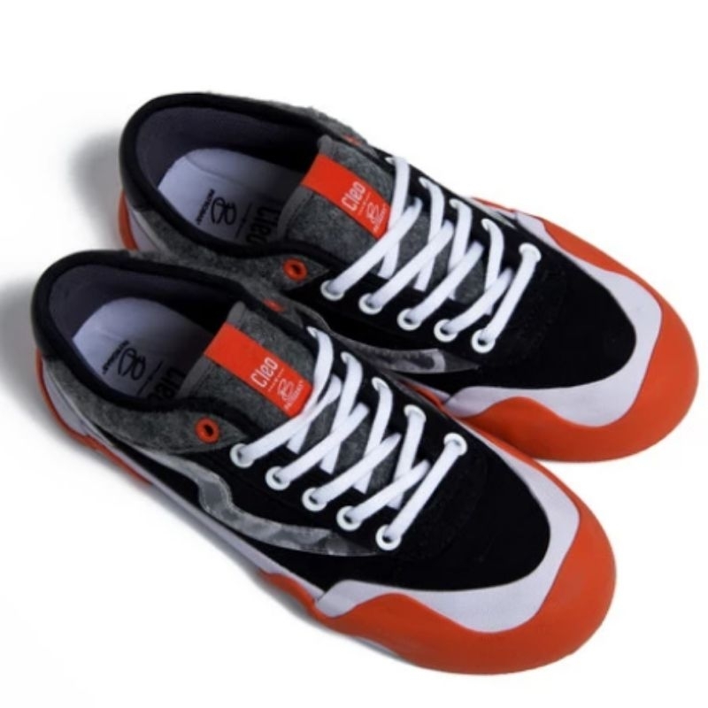 PATROBAS X CLEO | SEPATU SNEAKERS | HITAM PUTIH ORANGE | COLLABS PATROBAS X AIR MINUM CLEO