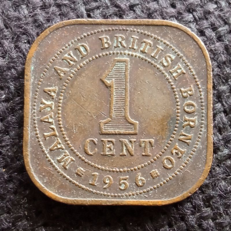 Koin Kuno Malaya and British Borneo 1 Cent Kotak Ellizabeth II 1956-1961
