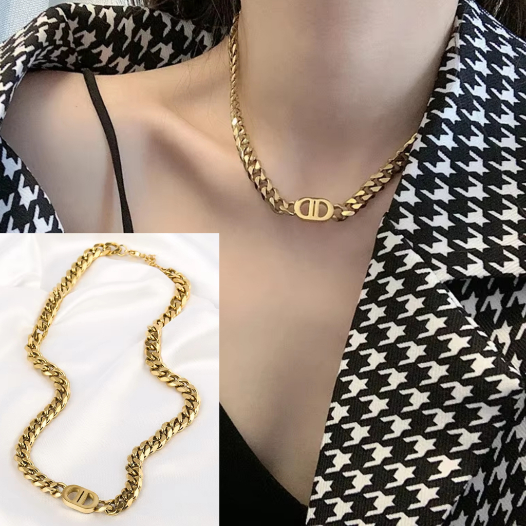 CD Kalung Titanium Anti Karat Ala Dior Gelang Titanium Dior Christian Dior Gold Necklace Gold Bracel