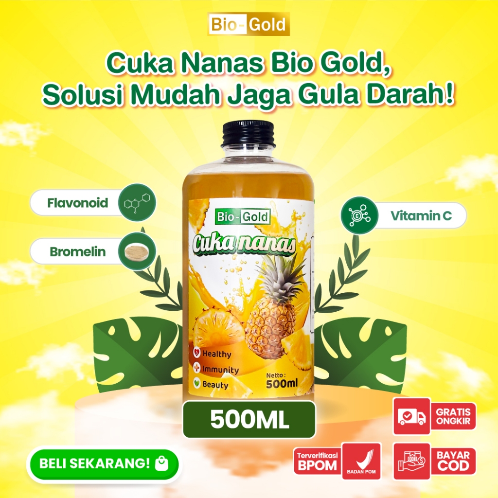 

BIO GOLD Cuka Nanas Organik 100% Asli Buah Jaga Kolestrol Tubuh Tetap Stabil BPOM Original