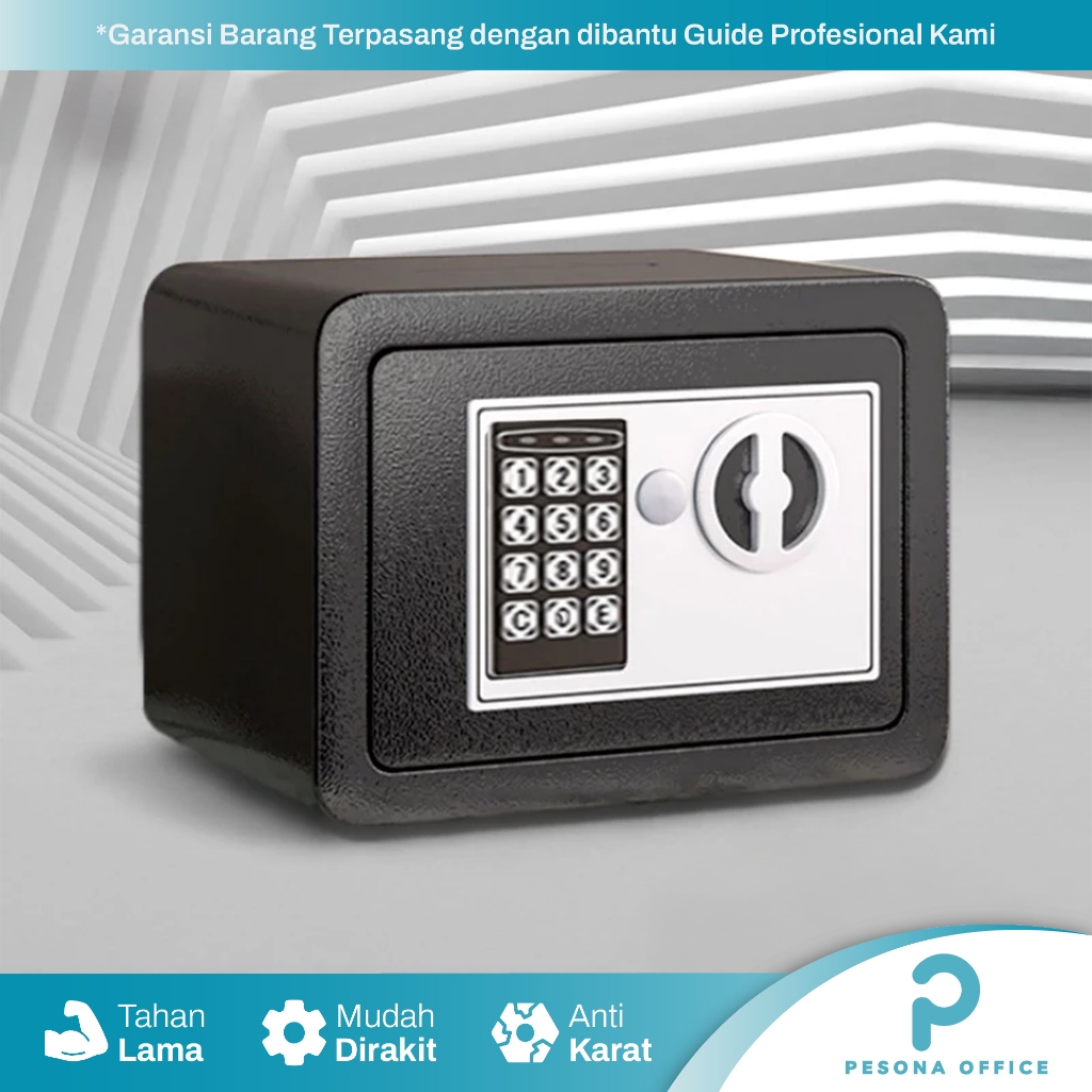 Brankas Kantor Mini Full Besi PIN & Fingerprint Anti Bobol Anti Karat Brangkas Kecil Elektrik