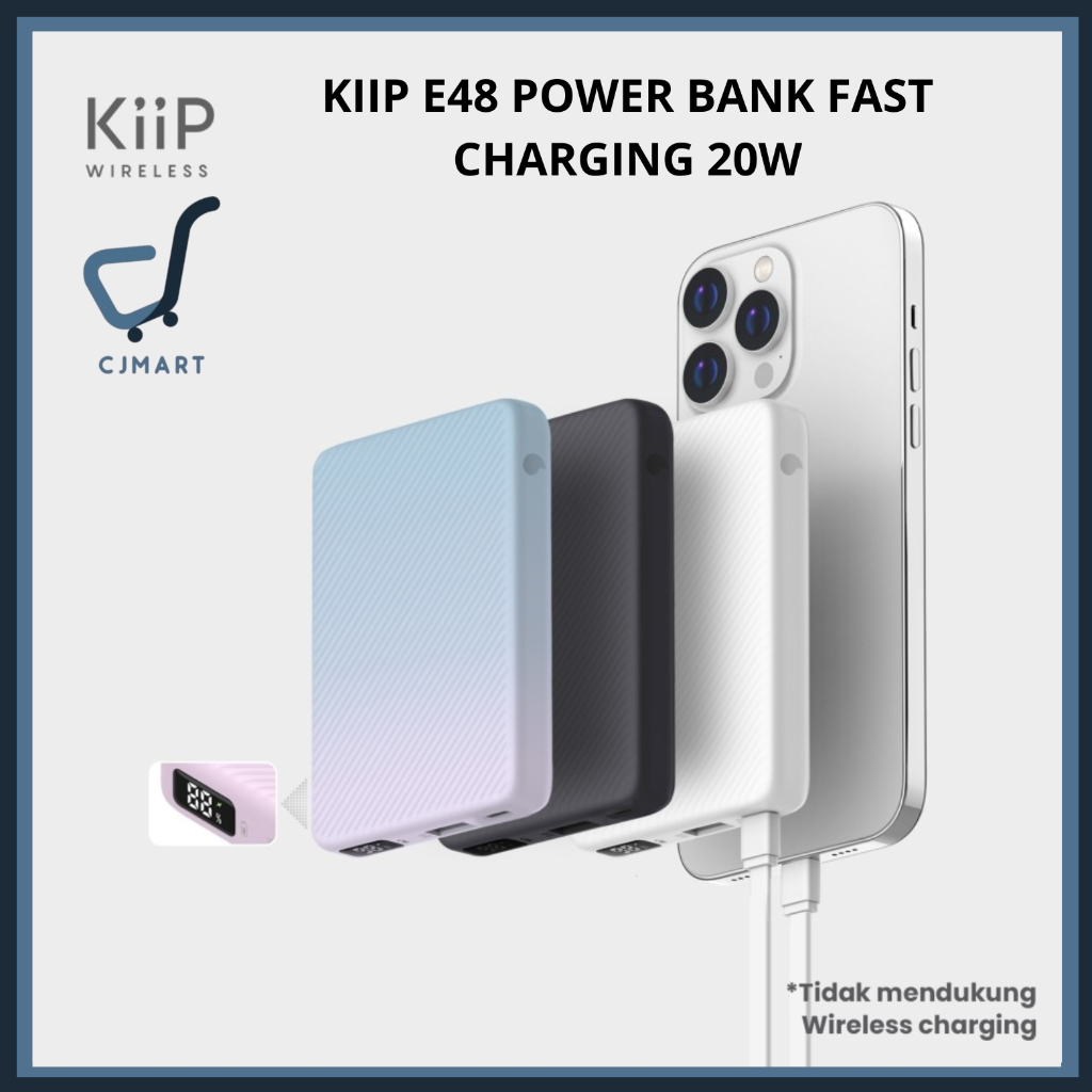 KIIP E48 POWER BANK FAST CHARGING 20W QUICK CHARGE TYPE C PD