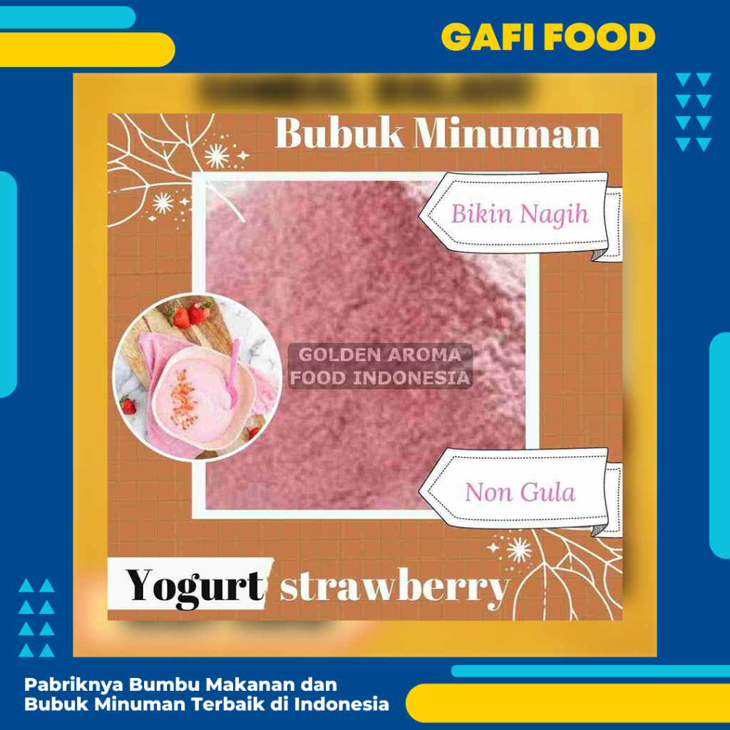 

Bubuk Yogurt Strawberry NON GULA Premium 1 kg Supplier Bubuk Minuman Yogurt Instan Serbuk Es GAFI