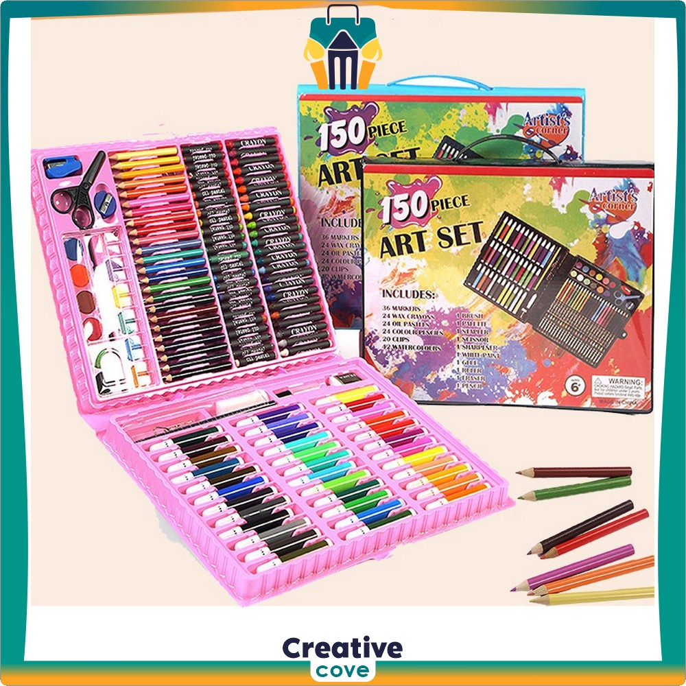 

Peralatan Gambar Lukis Mewarnai Anak / Crayon Set Pensil Warna Isi 150PCS / Alat Tulis Colouring Book Creative Cove A28
