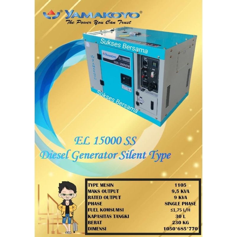 Generator / Genset Silent Yamakoyo EL15000SS EL15000SST (9500watt)