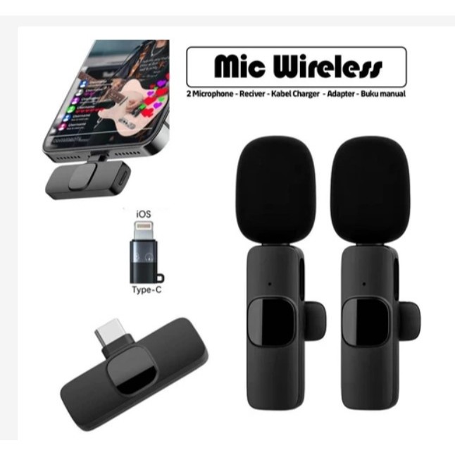 Mic Youtuber / k9 Microphone Mic Wireless HP Vlog Youtuber Portable Mic Condenser - Mic K9 2 Mic
