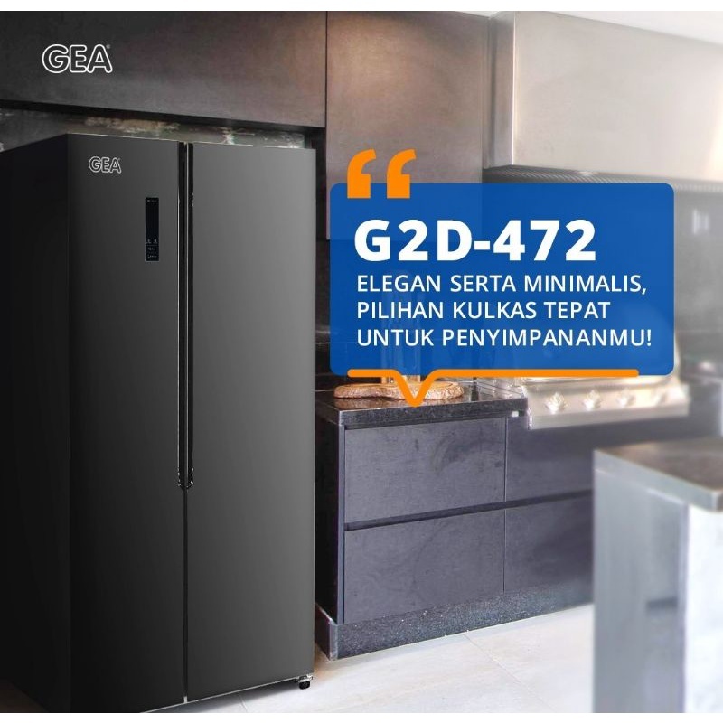 KULKAS GEA G2D-472 BLACK SIDE BY SIDE [ 472 LITER ]