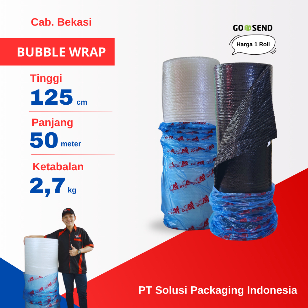 

FLYHOME 1Roll Bubble Wrap Hitam Putih 2.7kg 125x50M Uk Besar Premium INSTAN