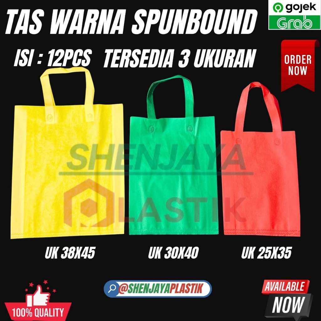 

TAS SPUNBOUND WARNA,TAS KAIN,SHOPING BAG,TAS BELANJA | MERK SPUNBOUND | ISI 12PCS/PAK