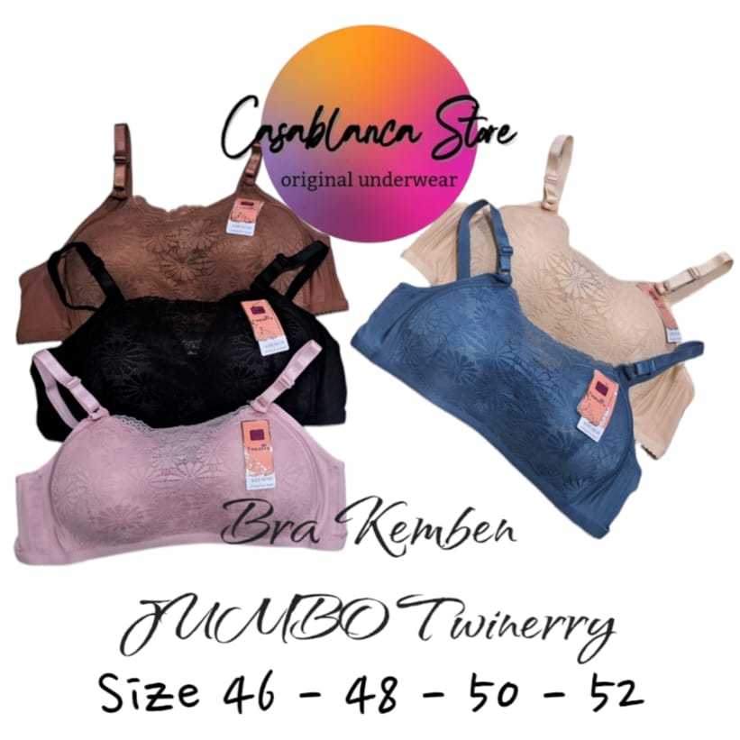 3 PCS MURAH MERIAH BRA KEMBEN JUMBO TWINERRY READY SIZE 46 - 52 TANPA KAWAT