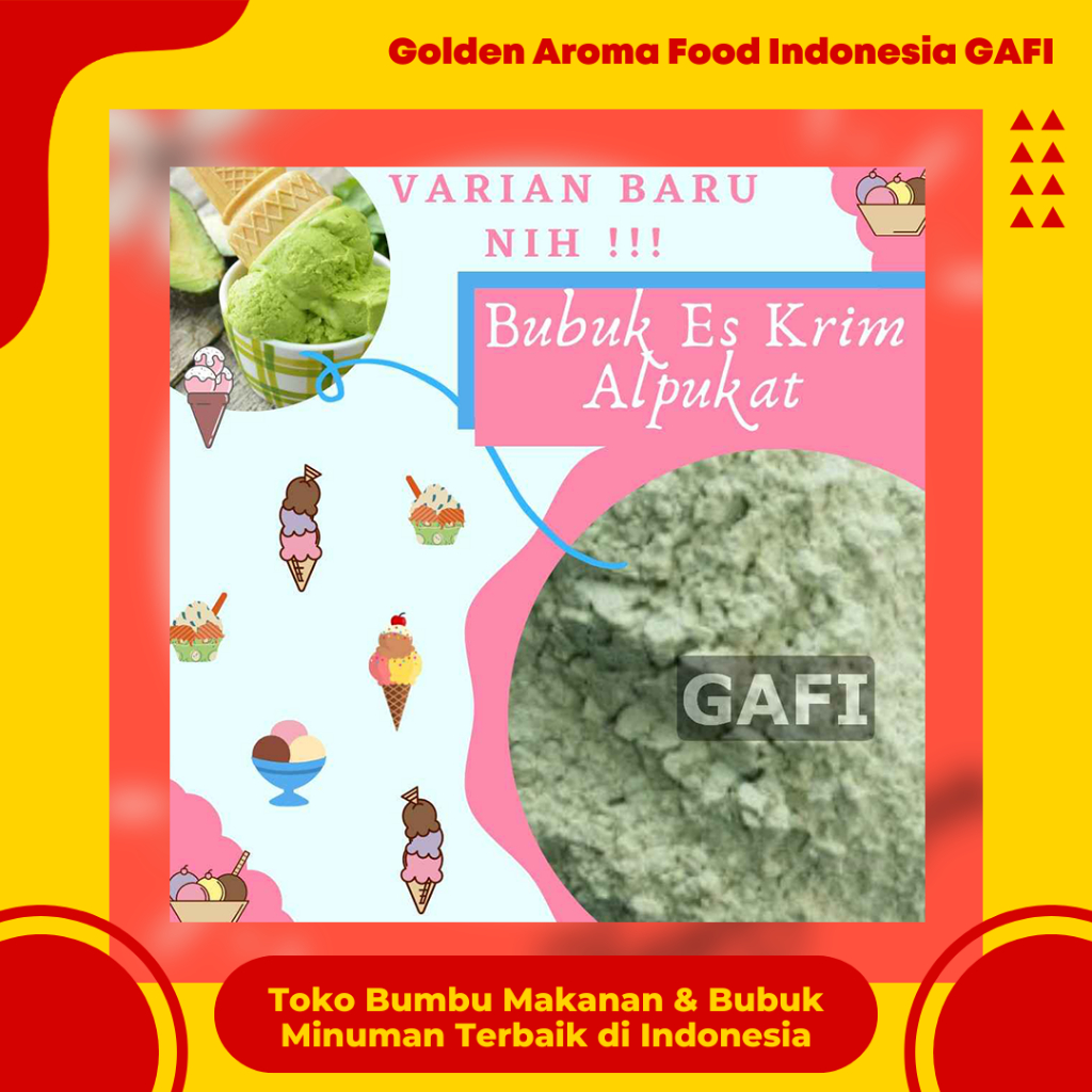 

Bubuk Eskrim Alpukat 1 Kg Murah Meriah Terdekat Kiloan Magic Ice Cream Premix Instant Hard Soft / Bubuk Bahan Es Krim Instan Rasa Alpukat Bahan Bubuk Es krim GAFI