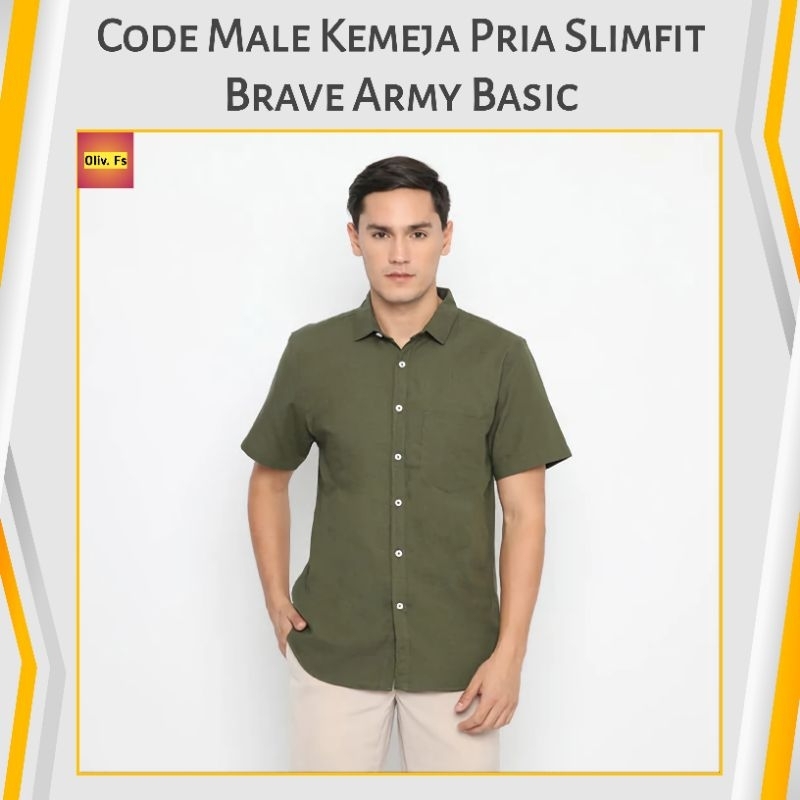 Code Male - Brave Kemeja Pria Army Basic Slimfit