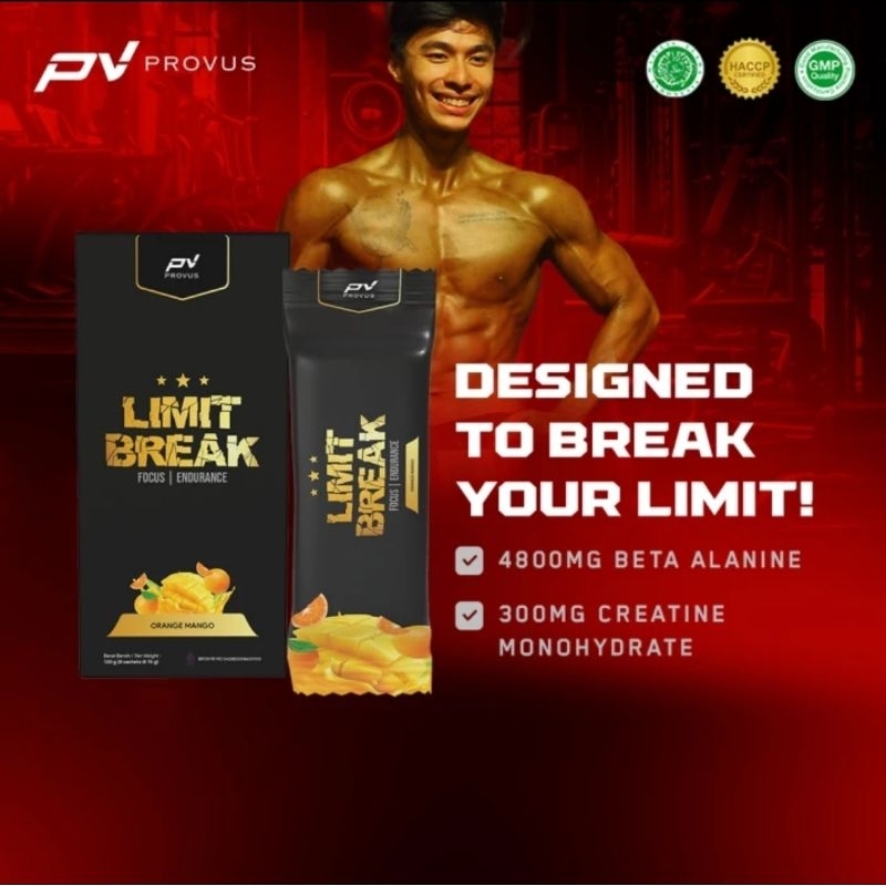 pv provus limit break 1 box boks isi 8 sachet 8 serving pre wo prewo pre workout pre work out the cu